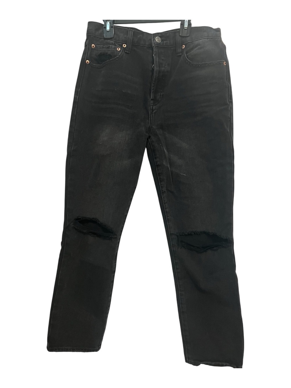 pistola Black Straight Leg Distressed Knee Jeans size 28 EUC